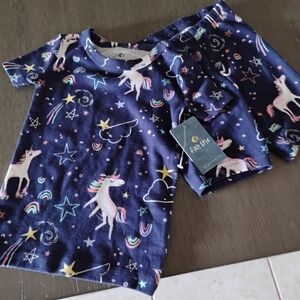 Enchanting Unicorn Kids Pajama Set - Navy